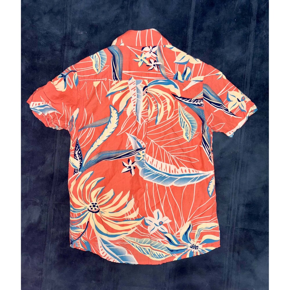 Men's O'neill Orange and Blue Button-Down Hawaiian Floral Shirt Size Small